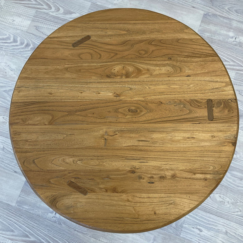 Castilla Reclaimed Elm Round Side Table - 55 x 55 x 53 cm - Natural
