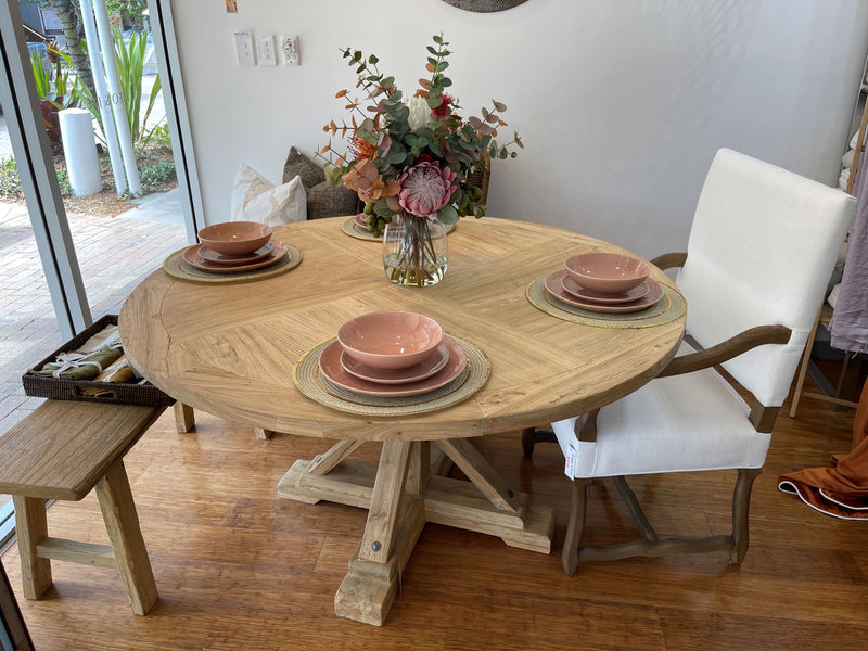Castilla Reclaimed Elm Dining Table Round -140 x 140 x 78 cm - Industrial Chic