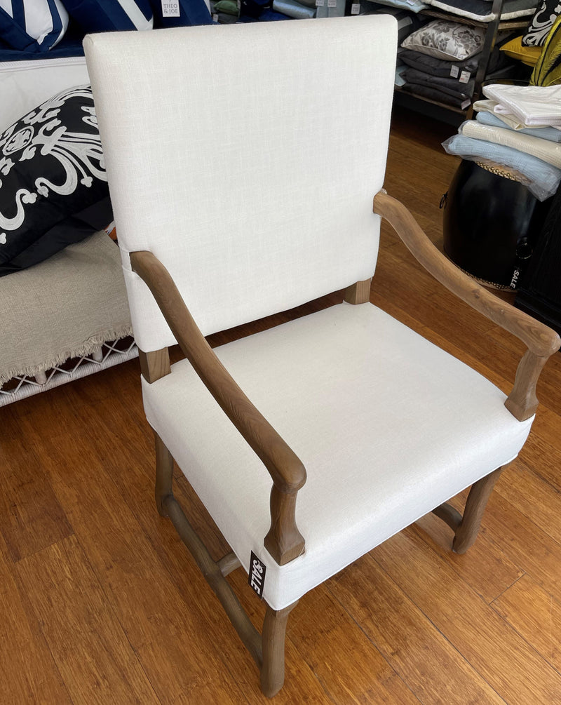 Caleb Occassional Chair Oak & White fabric