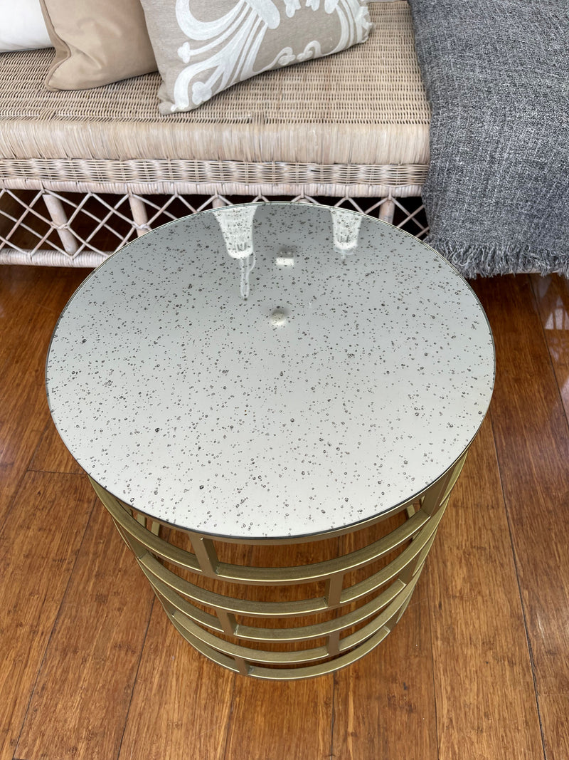 Ivy Side Table Brass - Speckled Vintage Mirror - 43 x 43 x 48 cm