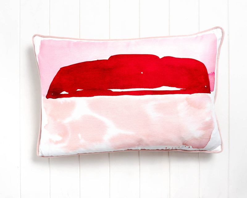 Modern Throw Cushion Pink and Red Uluru 60x40cm Image 1 - modern-throw-cushion-pink-and-red-uluru-60x40cm