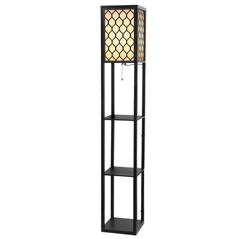 Floor Lamp Storage Shelf LED Lamps Vintage Standing Reading Light Bedroom Image 1 - lamp-floor-sf-3017-b-bk