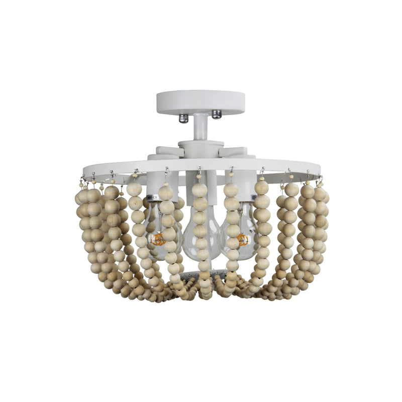 Natural Wooden Beaded Close to Ceiling Light Image 2 - uhol_ol64356_3nat