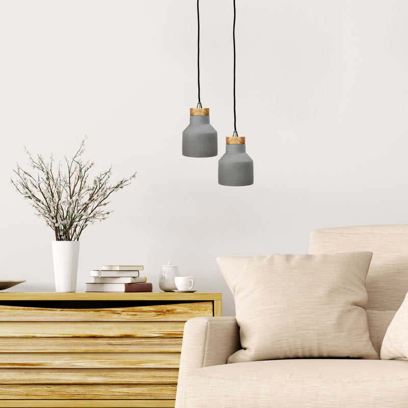 Urban Style Pendant in Concrete and Timber Image 1 - uhol_ol64722