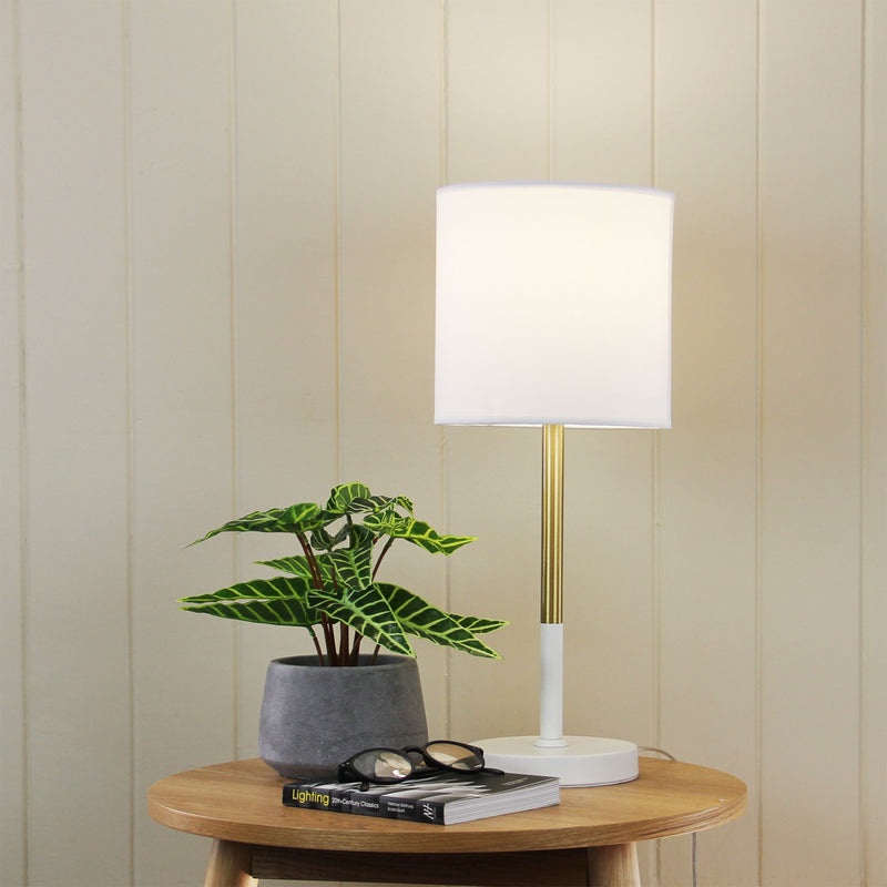 Hamptons Table Lamp White and Brass Image 1 - uhol_ol93171wh