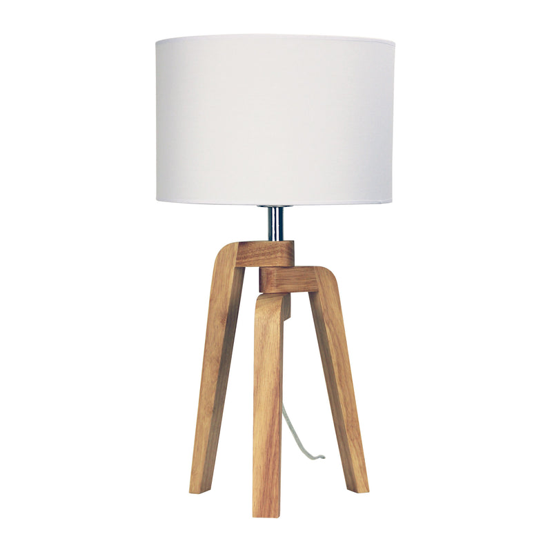 Scandi Inspired Timber Tripod Lamp with Shade Image 2 - uhol_ol93521wh