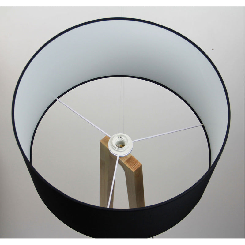 Scandi Floor Lamp with Black Cotton Shade Image 4 - uhol_ol93533bk
