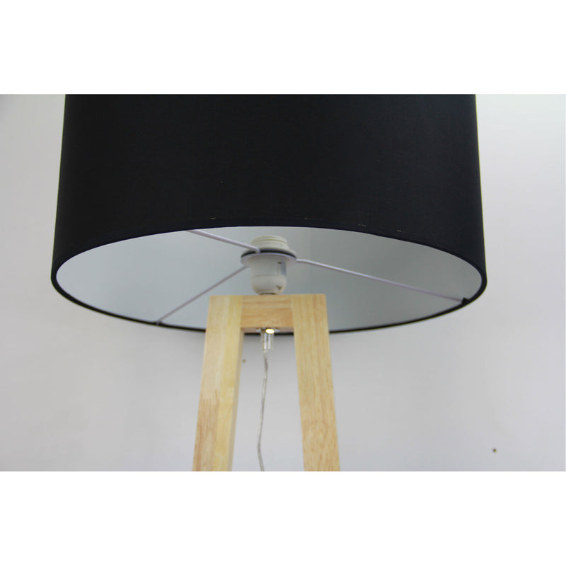 Scandi Floor Lamp with Black Cotton Shade Image 2 - uhol_ol93533bk
