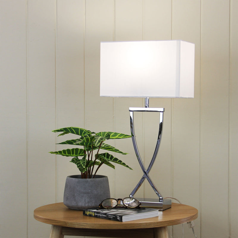 Stylish Bedside Lamp with Polyester Shade Image 3 - uhol_ol93801ch