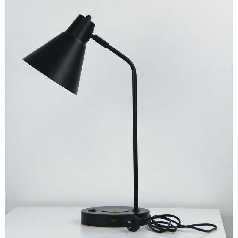 Black Desk Lamp with USB and wireless charging Image 3 - uhol_ol93952bk