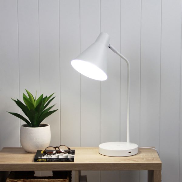 White Desk Lamp with USB Image 1 - uhol_ol93952wh