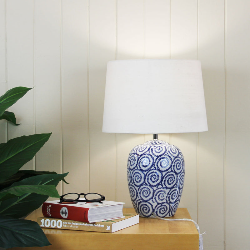 Ivory and Blue Ceramic Table Lamp Image 1 - uhol_ol98842