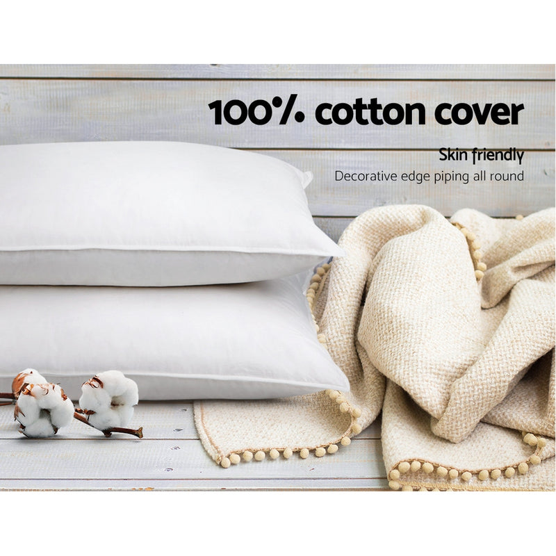Bedding Set of 4 Medium & Firm Cotton Pillows Image 6 - pillow-micro-2m2f