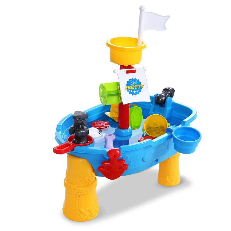 Kids Beach Sand and Water Toys Outdoor Table Pirate Ship Childrens Sandpit Image 1 - play-marine-bu