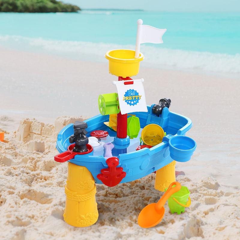 Kids Beach Sand and Water Toys Outdoor Table Pirate Ship Childrens Sandpit Image 7 - play-marine-bu