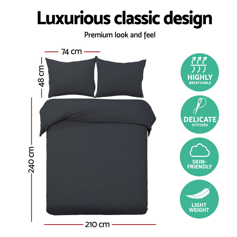 Bedding Luxury Classic Bed Duvet Doona Quilt Cover Set Hotel King Black
