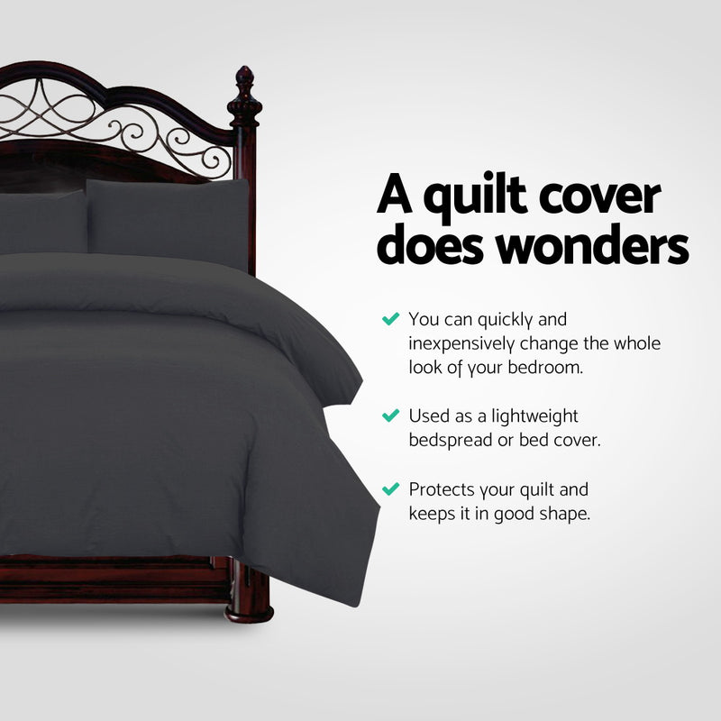 Bedding Luxury Classic Bed Duvet Doona Quilt Cover Set Hotel King Black