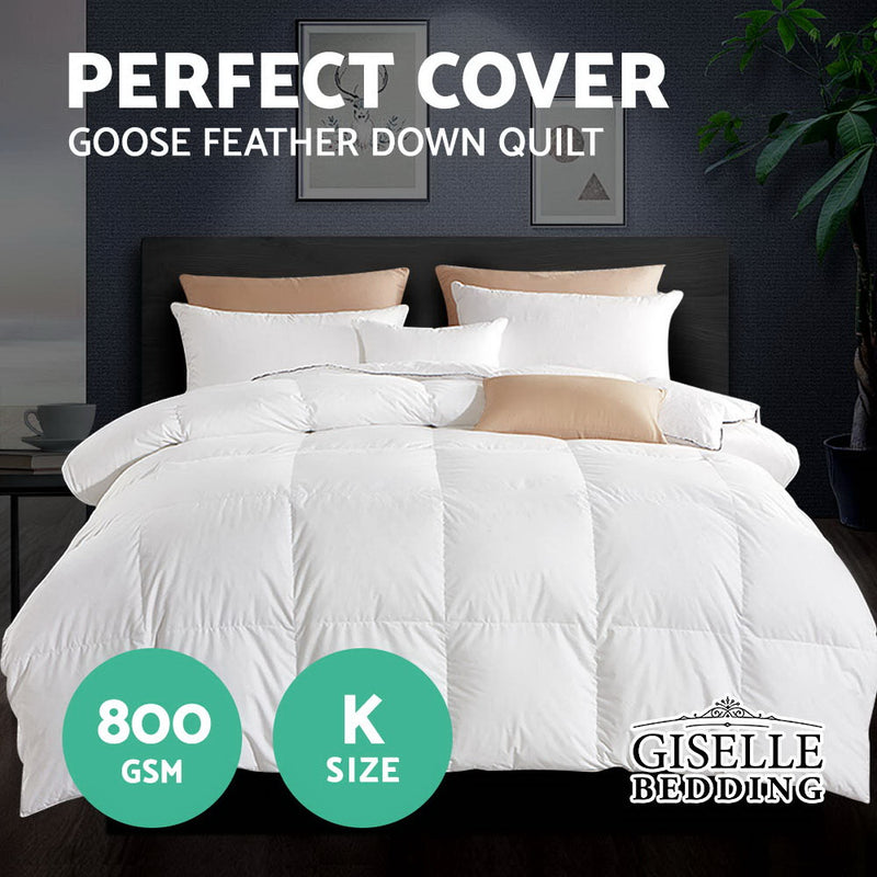 Bedding Goose Down Feather Quilt Cover Duvet 800GSM Winter Doona White King Image 3 - quilt-goose-800-k