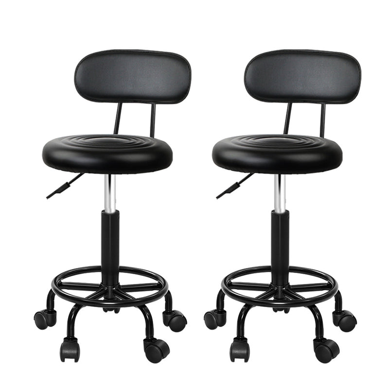 2X Salon Stool Swivel Backrest Chair Barber Hairdressing Hydraulic Lift
