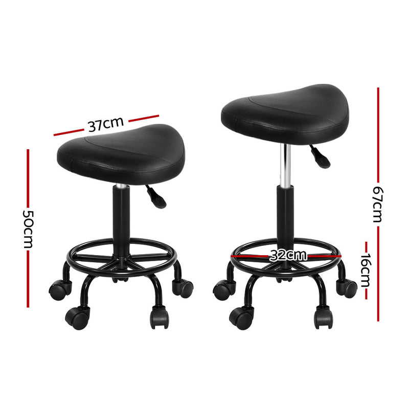 2X Saddle Salon Stool Swivel Barber Chairs Bar Stools Hydraulic Lift PU