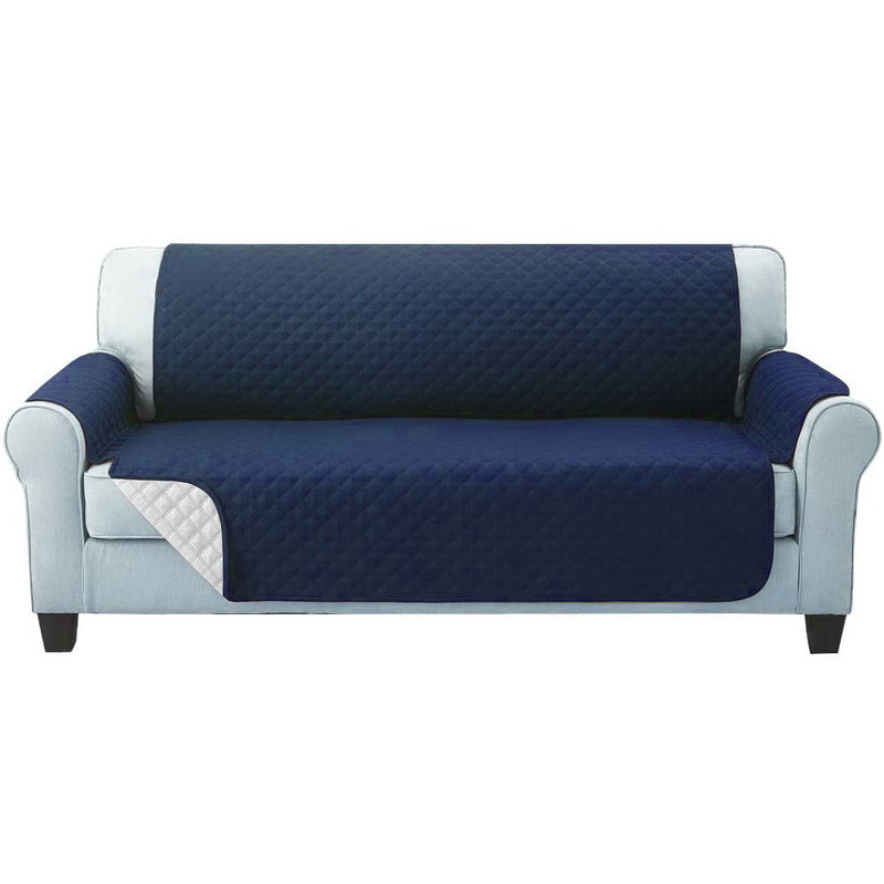 Sofa Cover Quilted Couch Covers Protector Slipcovers 3 Seater Navy Image 1 - scover-pad-3-ny
