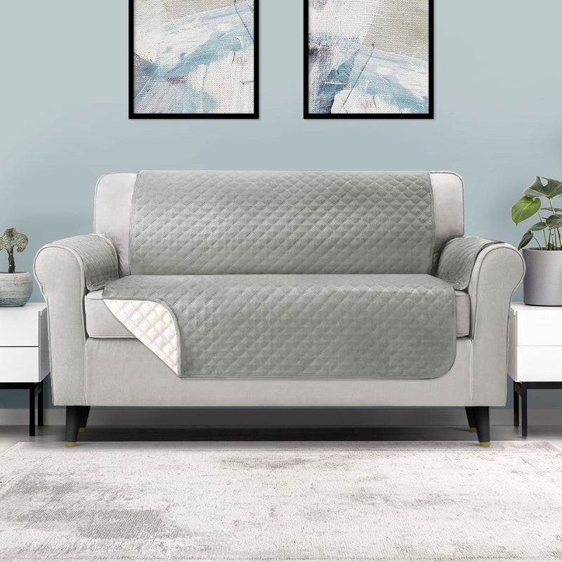 Sofa Cover Quilted Couch Covers 100% Water Resistant 3 Seater Grey