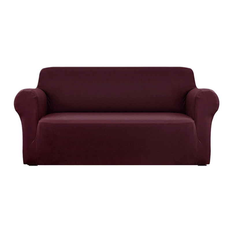 Sofa Cover Elastic Stretchable Couch Covers Burgundy 3 Seater Image 1 - scover-st-3-wr