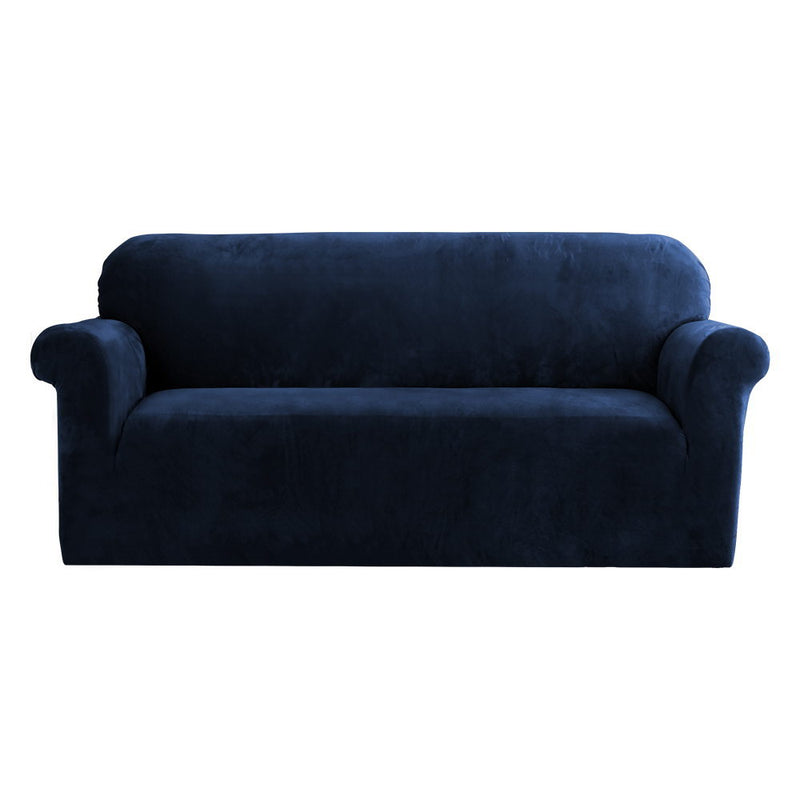 Velvet Sofa Cover Plush Couch Cover Lounge Slipcover 3 Seater Sapphire