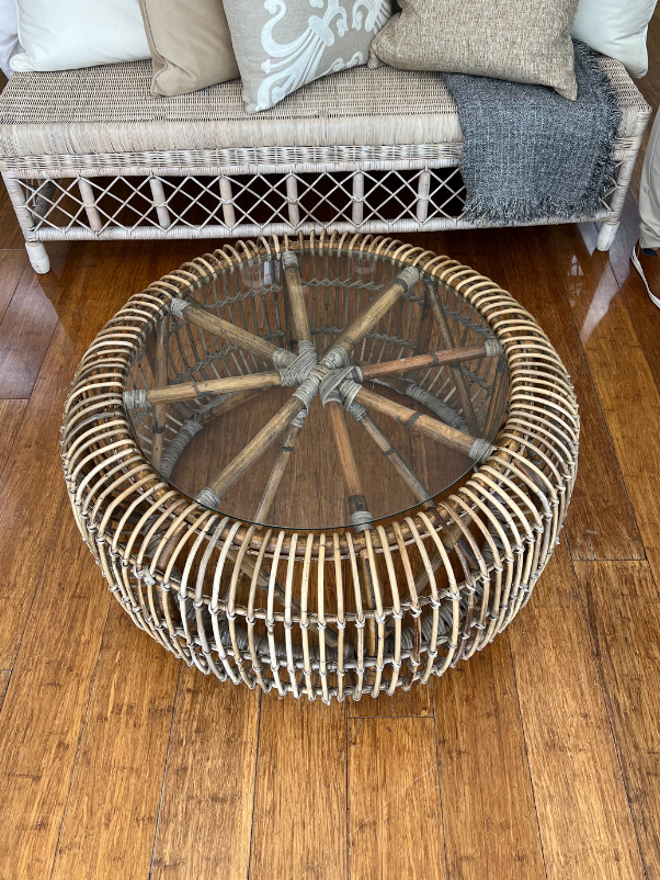 Parker Cane Rattan Coffee Table with Glass Top 85x40