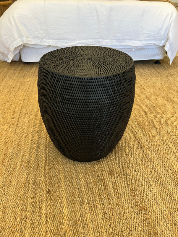 Caribbean Round Rattan Side Table Small - Black 42x45cm