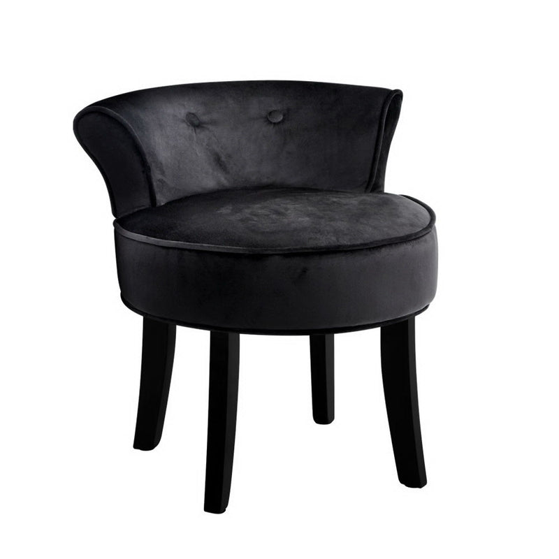 Velvet Vanity Stool Backrest Stools Dressing Table Chair Makeup Bedroom Black Image 1 - upho-c-dave-bk