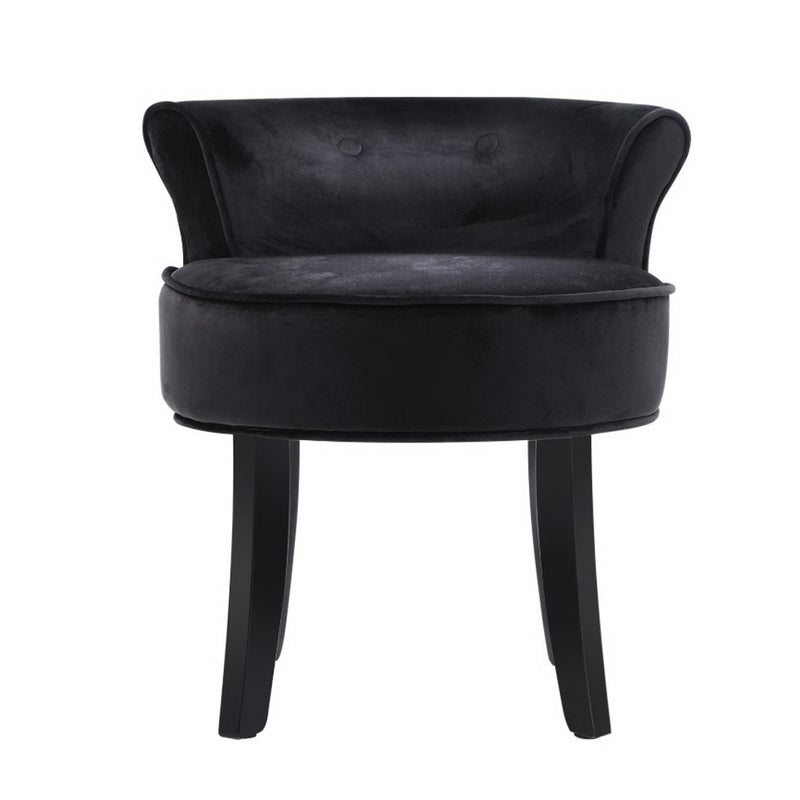 Velvet Vanity Stool Backrest Stools Dressing Table Chair Makeup Bedroom Black Image 3 - upho-c-dave-bk