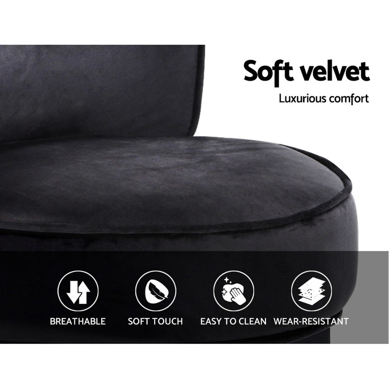 Velvet Vanity Stool Backrest Stools Dressing Table Chair Makeup Bedroom Black Image 6 - upho-c-dave-bk