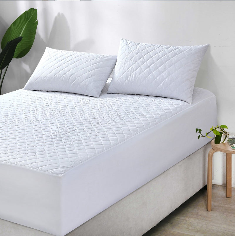 Elan Linen 100% Cotton Quilted Fully Fitted 50cm Deep King Single Size Waterproof Mattress Protector