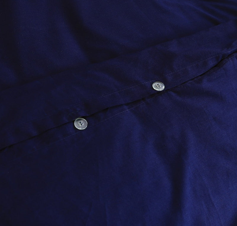 Elan Linen 100% Egyptian Cotton Vintage Washed 500TC Navy Blue King Quilt Cover Set
