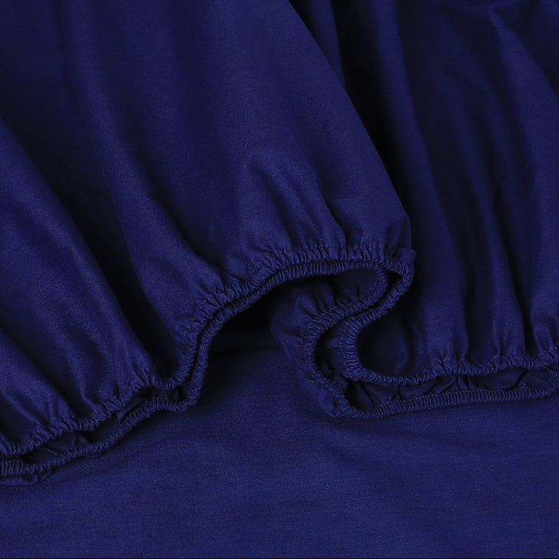 Elan Linen 100% Egyptian Cotton Vintage Washed 500TC Navy Blue King Bed Sheets Set