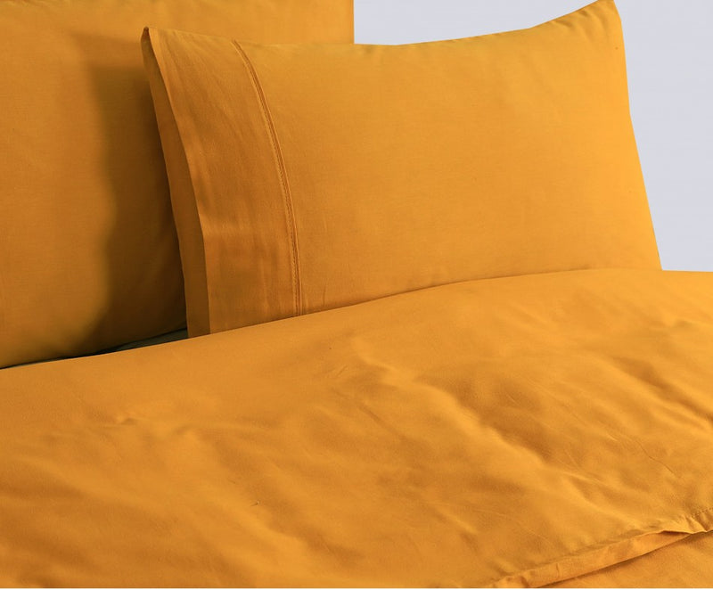 Elan Linen 100% Egyptian Cotton Vintage Washed 500TC Mustard Single Quilt Cover Set