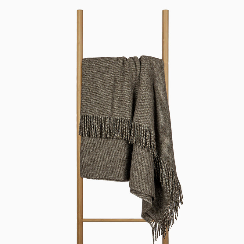 Cambridge Throw Blanket 100% NZ Wool Natural Grey/Brown 200x140