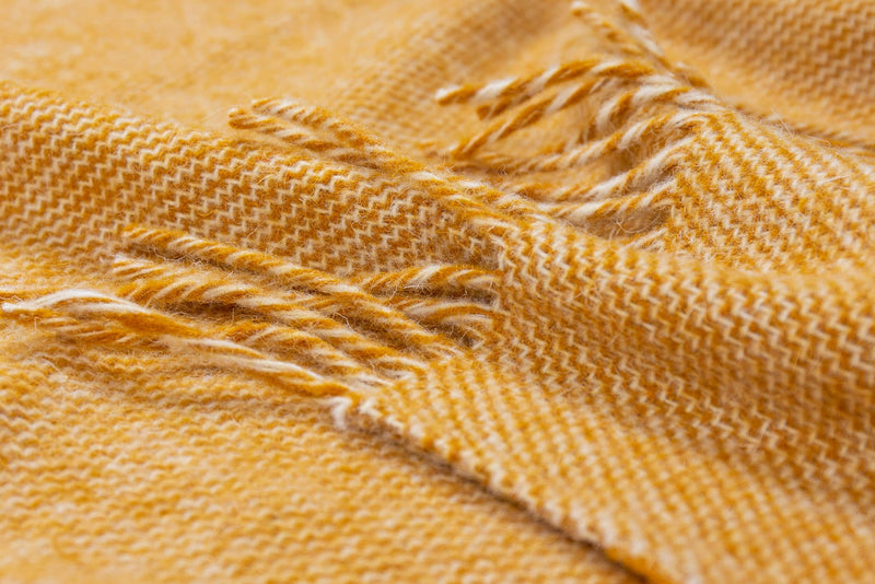 Cambridge Throw Blanket 100% NZ Wool Mustard Yellow 200x140