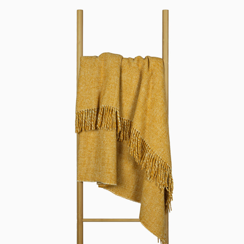 Cambridge Throw Blanket 100% NZ Wool Mustard Yellow 200x140