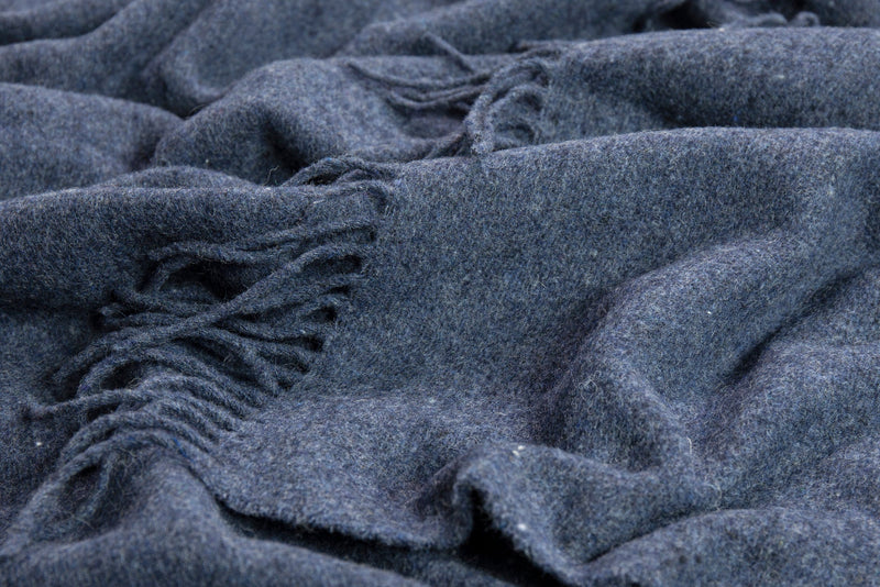 Sussex Throw Blanket Merino Wool Blend - Navy Blue 200x140