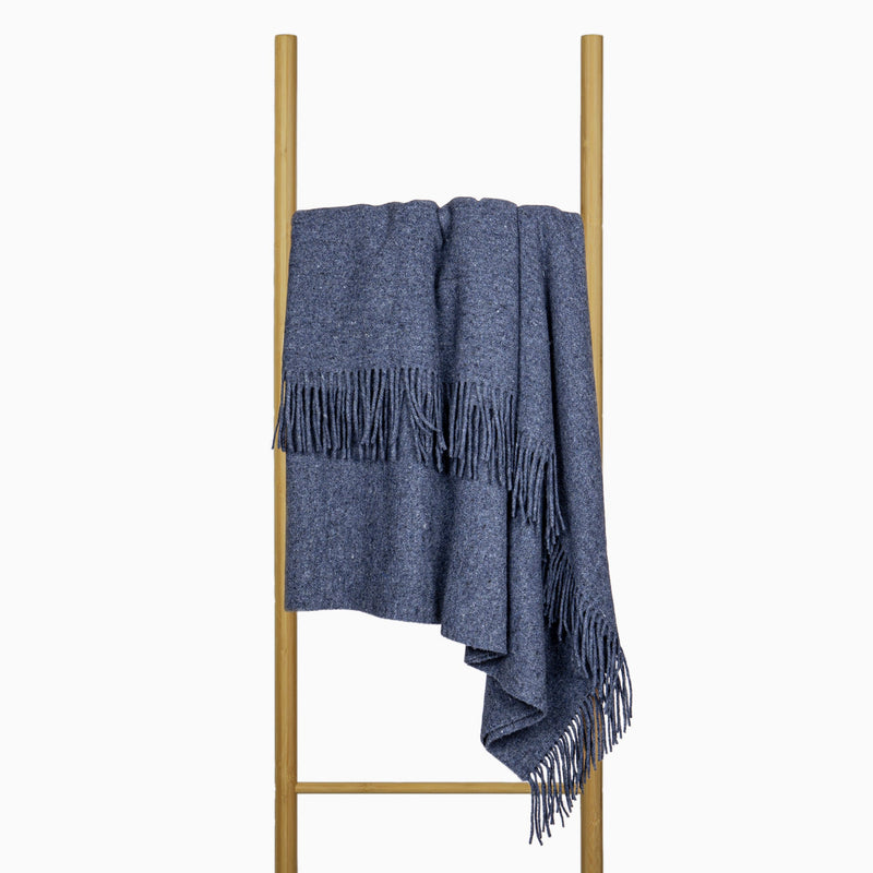 Sussex Throw Blanket Merino Wool Blend - Navy Blue 200x140