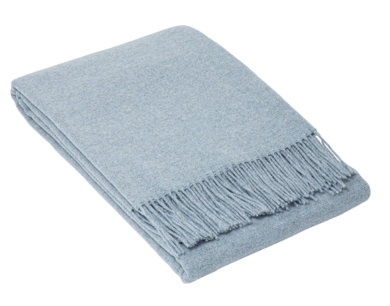 Sussex Throw Blanket Merino Wool Blend Light Blue 200x140