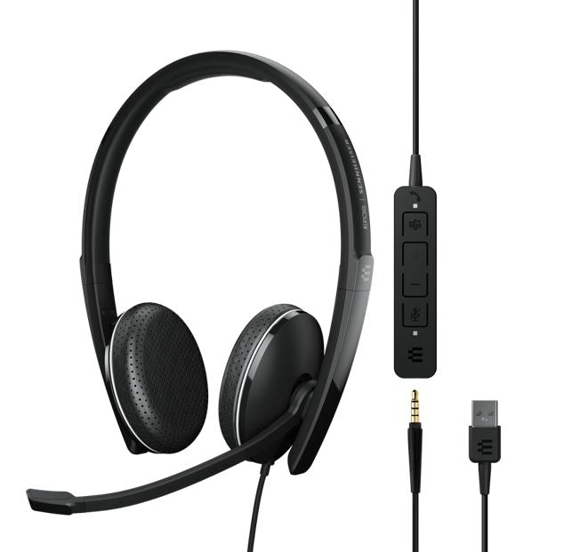SENNHEISER | Sennheiser ADAPT 165T USB II On-ear, double-sided USB-A headset, 3.5 mm jack and detachable USB cable with in-line call control