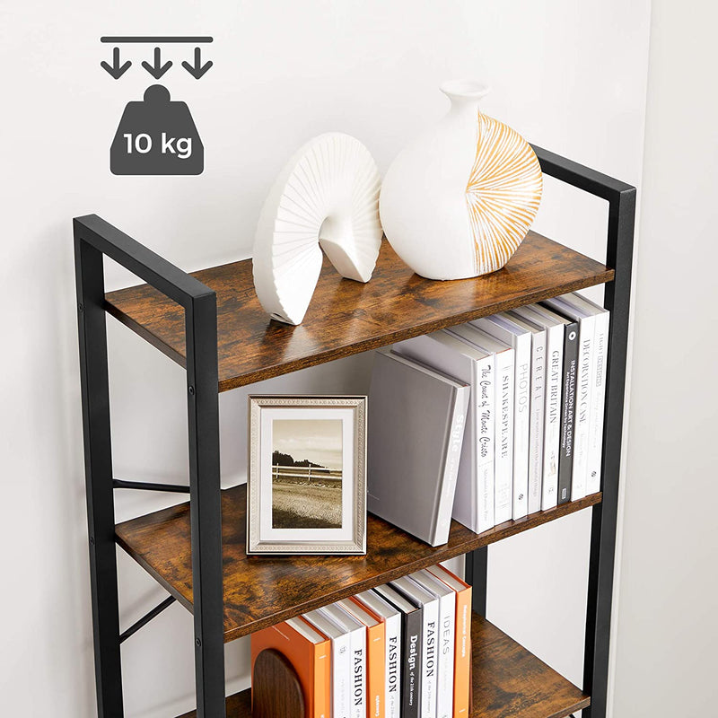 6-Tier Storage Rack with Industrial Style Steel Frame Rustic Brown and Black, 186 cm High Image 6 - v178-11154