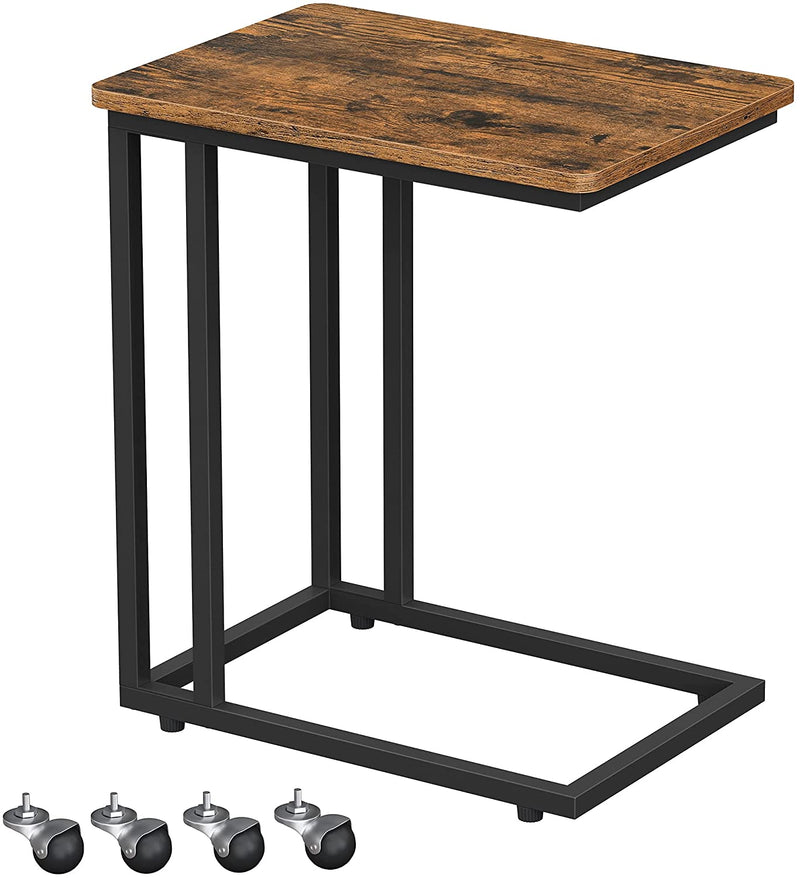 Coffee Table with Steel Frame and Castors Rustic Brown and Black Image 1 - v178-11161