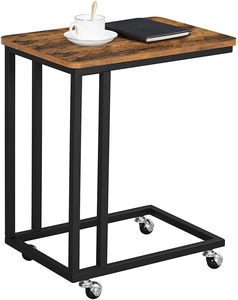 Coffee Table with Steel Frame and Castors Rustic Brown and Black Image 4 - v178-11161