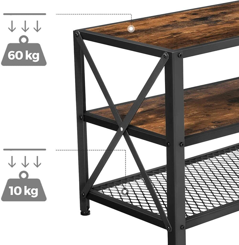 TV Stand for 60-Inch TV with Industrial Style Steel Frame Rustic Brown and Black Image 6 - v178-11253