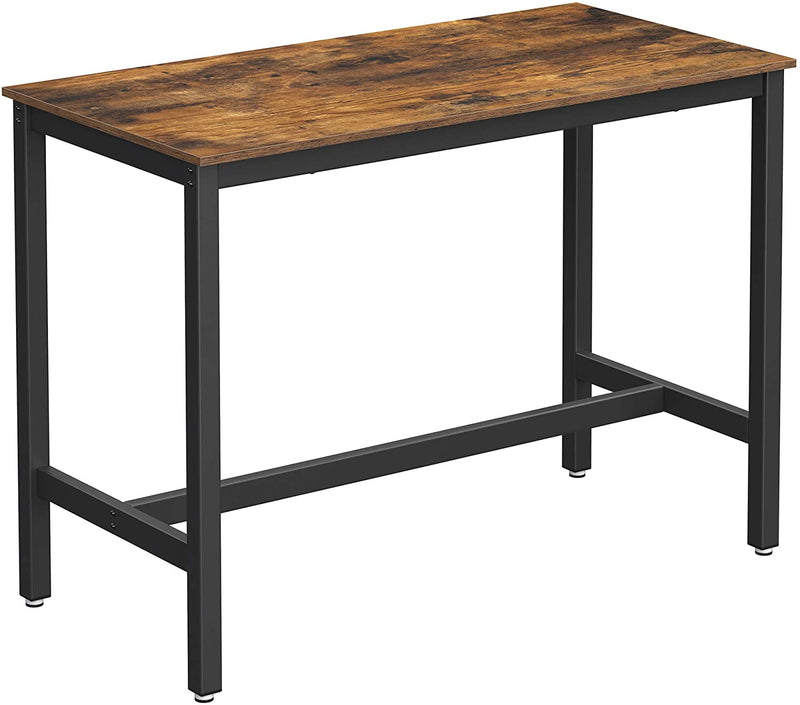 Bar Table with Solid Metal Frame and Wood Look, 120 x 60 x 90 cm Image 1 - v178-11352