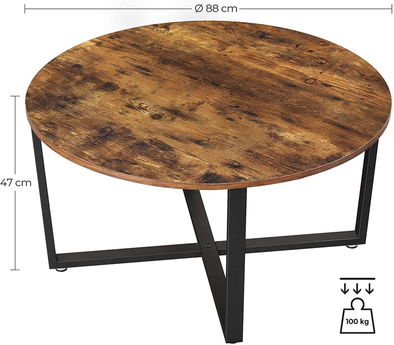 Round Coffee Table Rustic Brown and Black Image 7 - v178-11529
